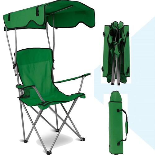 Green folding camping chairs - green,