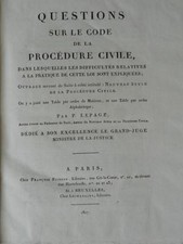 LEPAGE QUESTIONS SUR LE CODE DE PROCEDURE CIVILE 1807 DROIT EMPIRE 