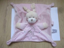 Doudou plat carré lapin rose