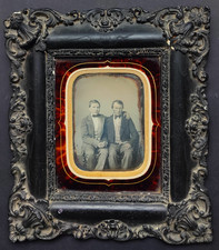 Daguerréotype 1/4 plaque Grand-père et petit fils circa 1855 Perraud Lyon