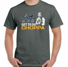 Get To Da Choppa T-Shirt Raleigh Vélo Vélo Cycle Homme Drôle Chopper Arnie Haut