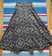 jupe vintage maxi 70s jupe bleu et multicolore vintage années 70