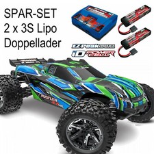 Traxxas Rustler 4x4 Vxl Vert+2x 3S 5000 MAH Akku Et Double Chargeur Traxxas