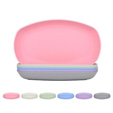 Lot de 6 assiettes ovales incassables en plastique réutilisables et légères p...