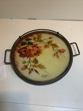 Plateau En Ferronnerie Peint Et Signé DATTY Diamètre 35 Cm 