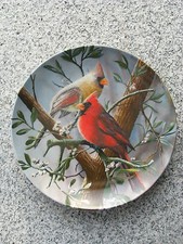 ASSIETTE DE COLLECTION PORCELAINE décor COUPLE OISEAUX 21,5 cm