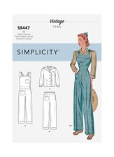 Simplicity 8447 Femmes 1940'S Rétro Pantalon Salopettes Chemisier Patron Couture