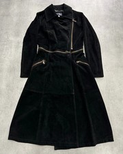 2010s Armani Multi-Zip Black Suede Leather Trench Coat (XS)