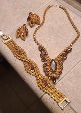 VINTAGE PARURE SET GOLD/AMBER