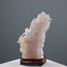 Sculpture Ancienne Quartz Rose Chine du XXe Siècle Originale