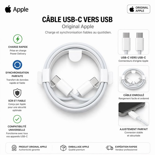 Câble usb vers apple - câble, usb-c