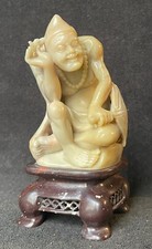 Statuette de Butai assis stéatite sculptée Chine XXe