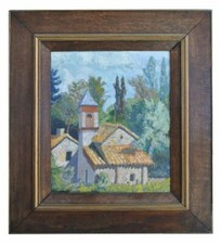 Huile sur toile datée 1947 signée paysage Benazeth