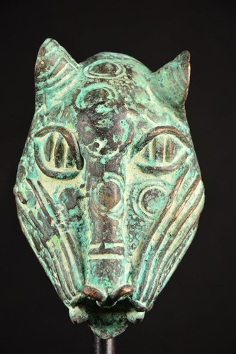 Bronze ancienne masque tête - bronze,