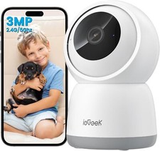 2K Caméra Surveillance Wifi Intérieur 360° - Camera IP Avec Double Wifi