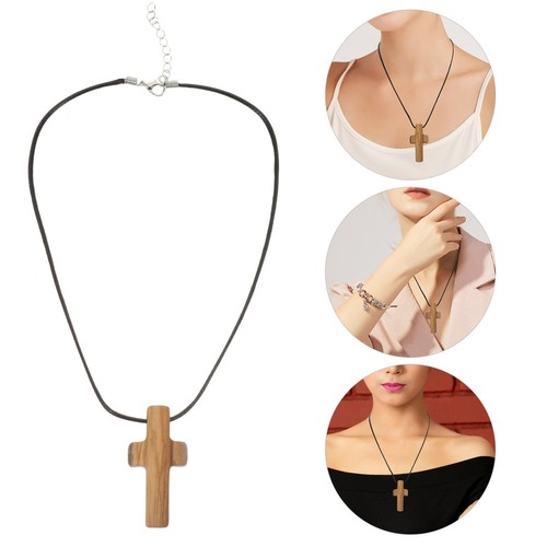 Collier crucifix bois - bois,