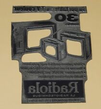 Ancienne MATRICE Imprimerie pour PUBLICITE RADIOLA TV Couleur Vintage 1977