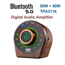 Mini Bluetooth Amplificateur de Puissance Bois Grain HiFi 100W de Classe D