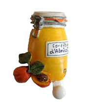 Accroche torchon vintage signé forme pot à confiture d'abricot