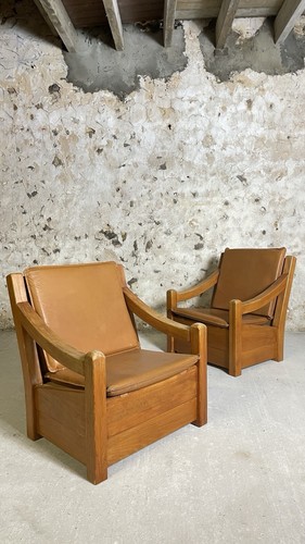 Fauteuils brutaliste vintage