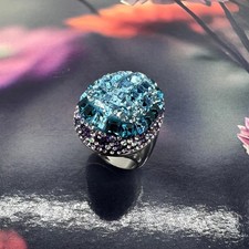 Bague Swarovski cocktail bleu et violette 