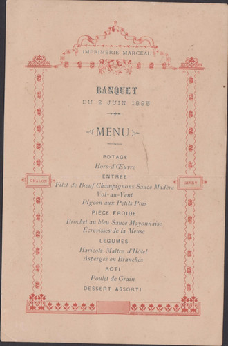 Menu ancien banquet juin - menu,