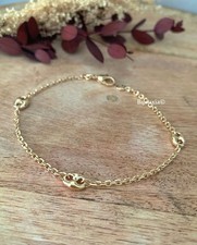 Bracelet Chaîne Forçat et Grain de Café En Plaqué Or 18 carats Bijoux Femme