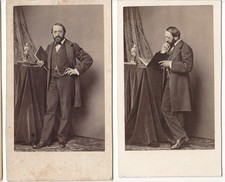 Deux portraits du même homme lisant un livre Photo CDV circa 1860