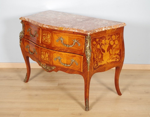 Commode louis marquetée en - commode,