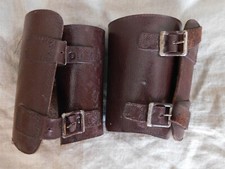 GENDARMERIE ANNEES 50 INDOCHINE : PAIRE DE GUETRES EN CUIR MARRON 