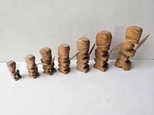 Ensemble 7 Sculptures Tiki polynésienne française Marquises, île de Tahiti totem