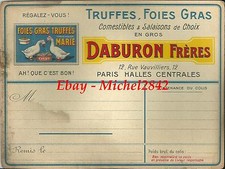 Carton 1900 DABURON Frères MARIE Truffes Foie gras oie Les Halles Publicité RARE