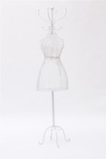 Mannequin D'Exposition En Fer Métal Buste Porte-Vêtements Avec Rangement Blanc