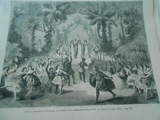 Gravure 1863 - Théatre Aladin ou La Lampe Merveilleuse Les Génies de la Lampe