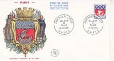 Enveloppe 1er jour Blason de Paris Anciennes Armoiries de la Ville 1965 FDC