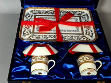 Le Tallec Service tête à tête 2 tasses café & plateau porcelaine état neuf C550
