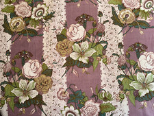 Tissu vintage coton ameublement fleurs  larg 120 cm x H 155  cm C761