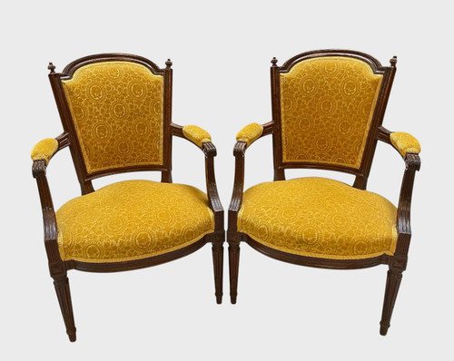 Paire fauteuils louis xvi - de,