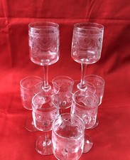 8 verre à vin / porto en cristal Décor EMPIRE gravé à l'acide 12cm Service Table