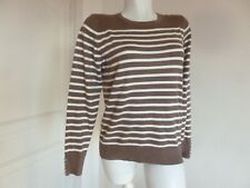 PULL NEUF marque ANTONELLE TEINTE RAYURE CHOCOLAT / ECRU  TAILLE 46 / 48