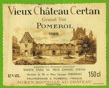 Etiquette vin(150cl)-Pomerol-Vieux Château Certan(1988)-N°450