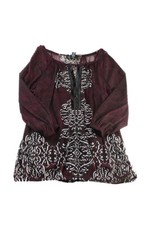 INC International Concepts Bordeaux Blouse À Manches 3/4 Avec Découpe Et Perles