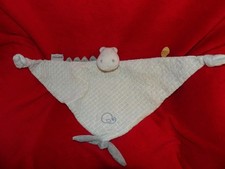 Doudou Plat Nattou Roméo le Crocodile Bleu Blanc Neuf