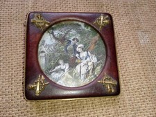 petit cadre ancien bronze et acajou