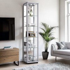 K-Möbel Vitrine en verre avec miroir (176 x 37 x 33 cm) armoire étagère...