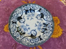 Assiette Plate Creil Montereau B & Cie Modèl Flora Déco Floral Liseron Bleu 22cm