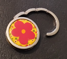 Accroche Sac à Main Crochet Aimanté Pliable Fleur Rouge (C10)