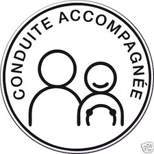 2xAutocollant réglementaire 15cm CONDUITE ACCOMPAGNEE ROND lot de 2