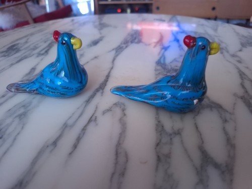 Deux oiseaux verre souffle - verre,