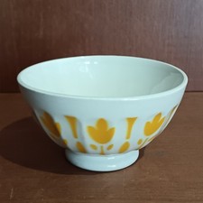 Digoin Sarreguemines Bol À Facettes Fleur De Lys, Tulipe Jaune, Vintage 